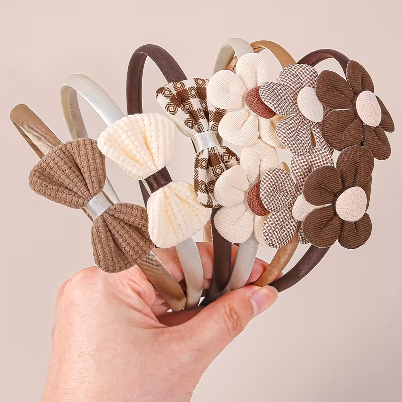 6 Diademas de Flores Adorables con Lazo